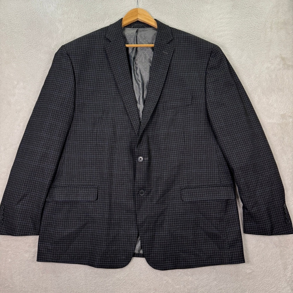 NEW Michael Strahan Collection Mens 50R Gray Plaid Blazer Jacket Casual Preppy